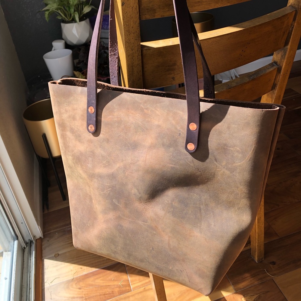 KMM distressed brown tote NWT